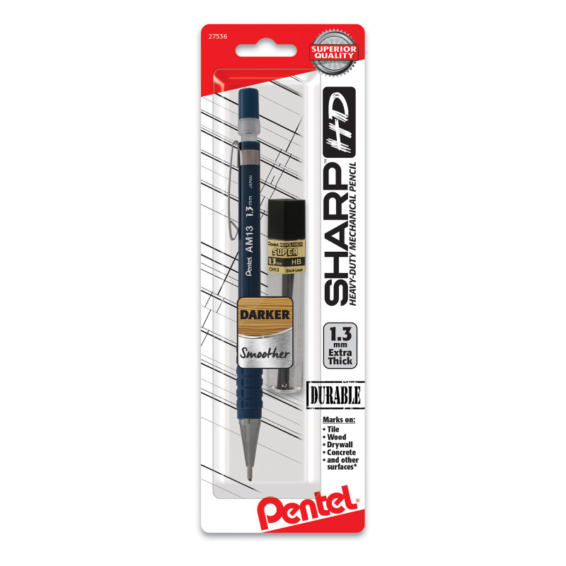 Sharp HD Mechanical Pencil (.3mm), Dark Blue Barrel, (1) Super Hi-Polymer Lead Refill