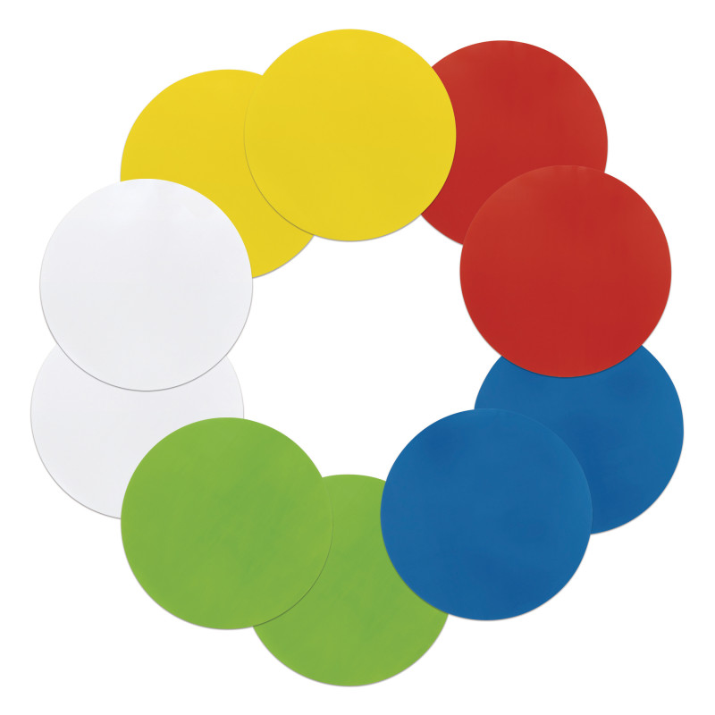 Self-Stick Dry Erase Circles, 5 Assorted Colors, 10'' Di., 10 Count