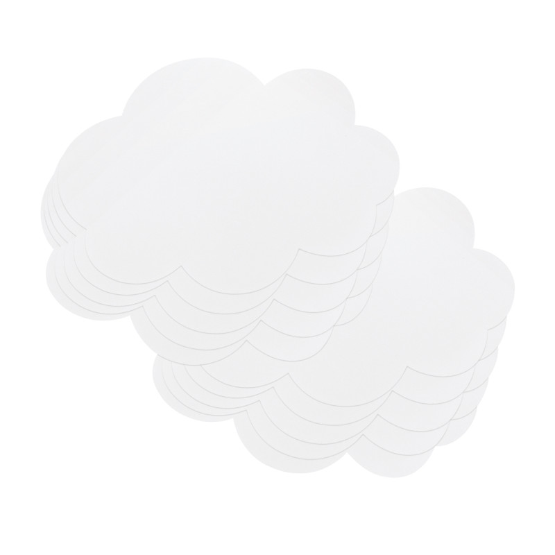 Self-Stick Dry Erase Clouds, White, 7'' x 10'', 10 Count