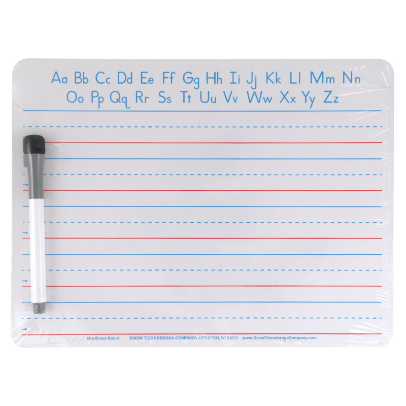 Handwriting Whiteboard Dry Erase Set, 2-Sided, Ruled/Plain, with Marker/Eraser, 9'' x 12''