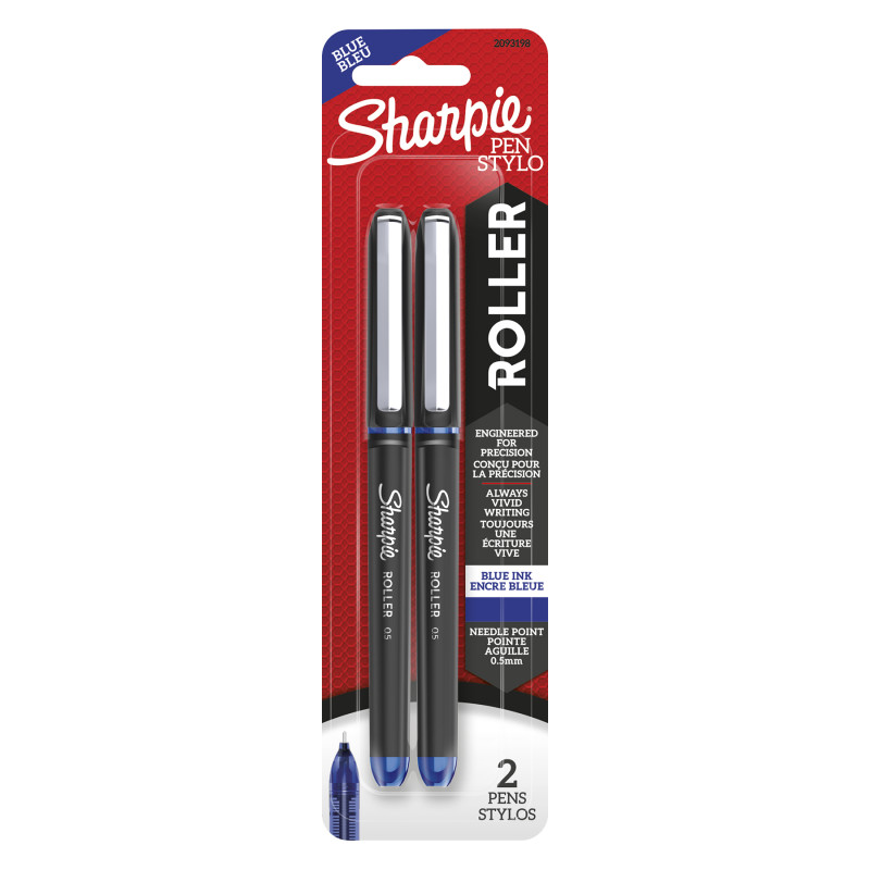Sharpie Rollerball Pen, Needle Point (.5mm), Blue Ink, 2 Count