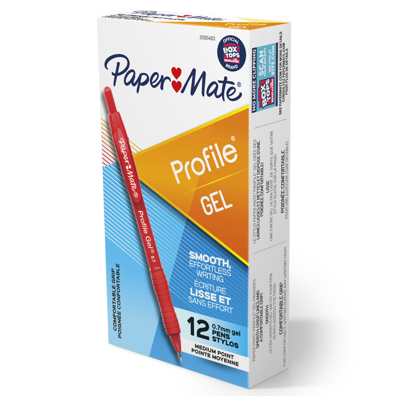 Gel Pen, Profile Retractable Pen, .7mm, Red, 12 Count