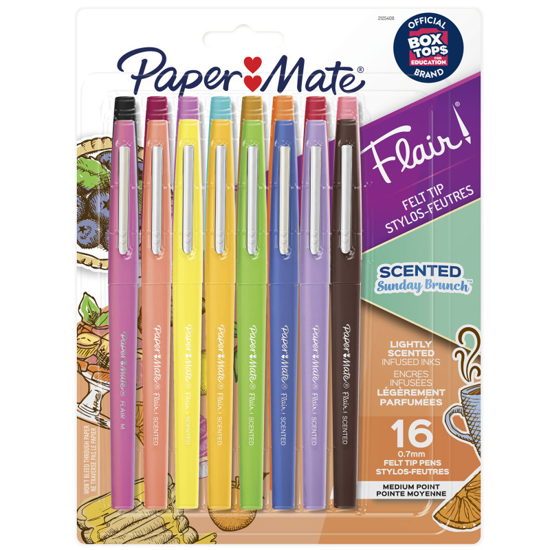 Flair Scented Felt Tip Pens, Assorted Sunday Brunch Scents and Colors, .7mm, 16 Count