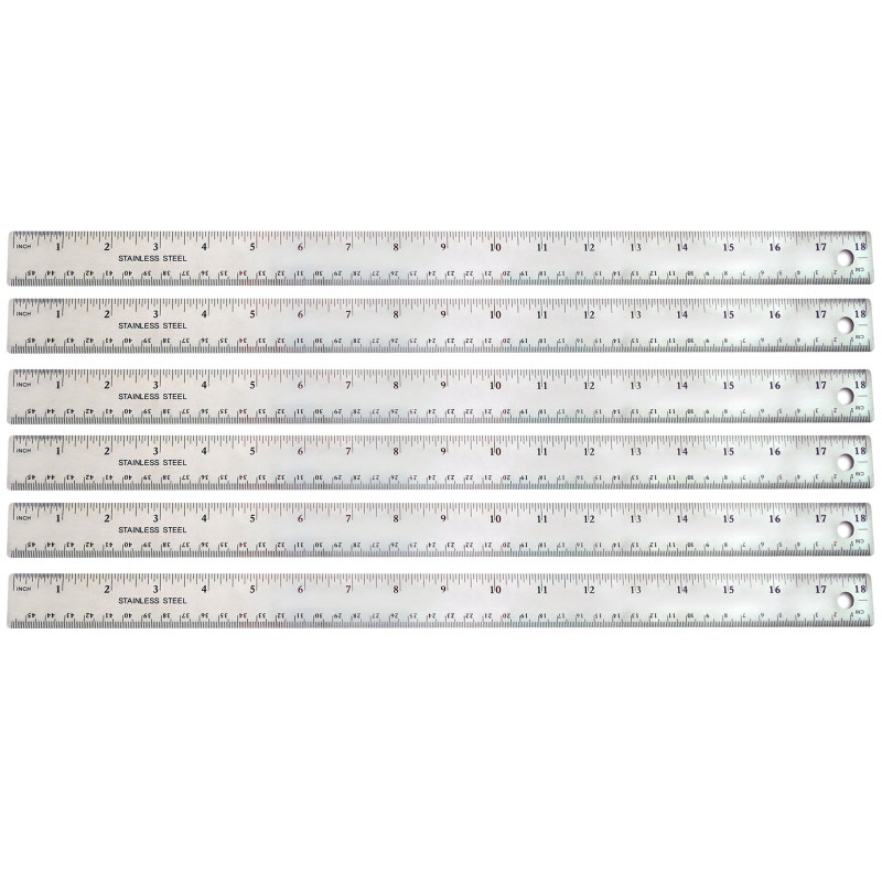 Stainless Steel Ruler, 18'', Pack of 6