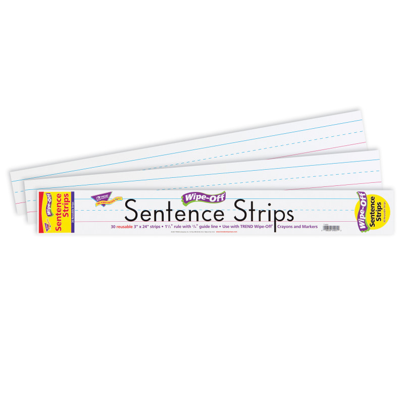 24'' White Wipe-Off Sentence Strips