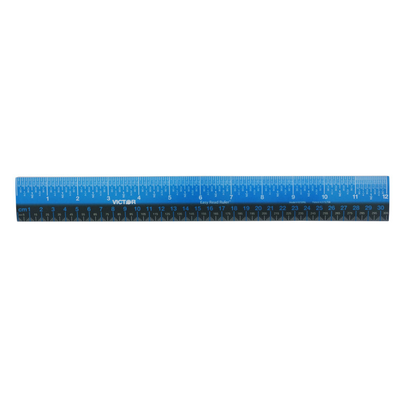 Easy Read Ruler, Plastic, Blue/Black, 12''
