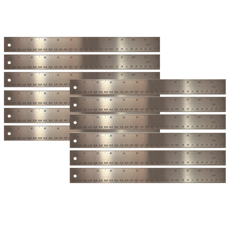 Stainless Steel Ruler, 12'', Pack of 12