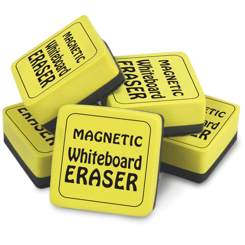 Magnetic Whiteboard Eraser, 2'' x 2'', Yellow, Pack of 12