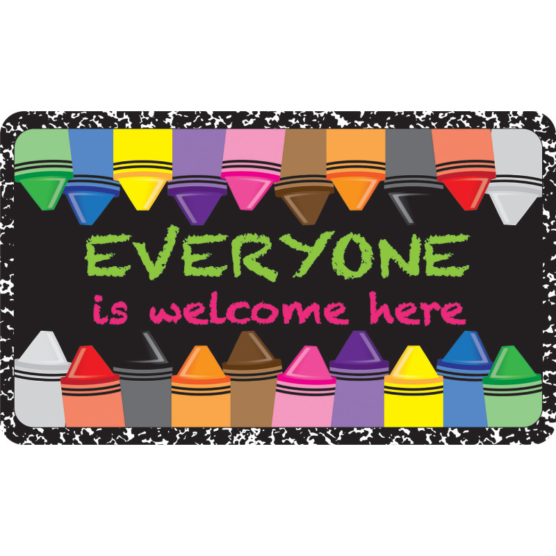 The Original Fun Mat, Welcome Mat, 18'' x 30'', Everyone Welcome Crayons Composition
