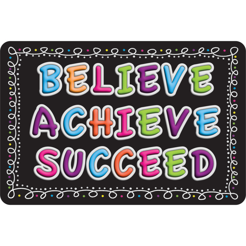 The Original Fun Mat, Welcome Mat, 1. 5'' x 2. 5'', Believe, Achieve, Succeed, Chalk Loops