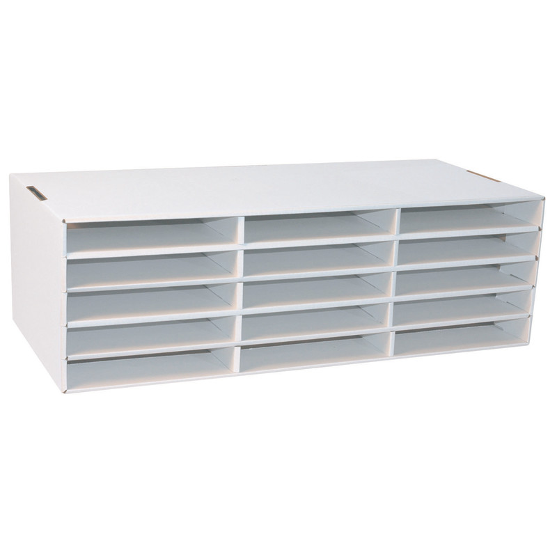 9'' x 12'' Construction Paper Storage, 15-Slot, White, 9-3/8''H x 29-1/4''W x 12-7/8''D