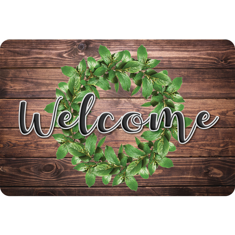 The Original Fun Mat, Welcome Mat, 1. 5'' x 2. 5'', Green Wreath Welcome