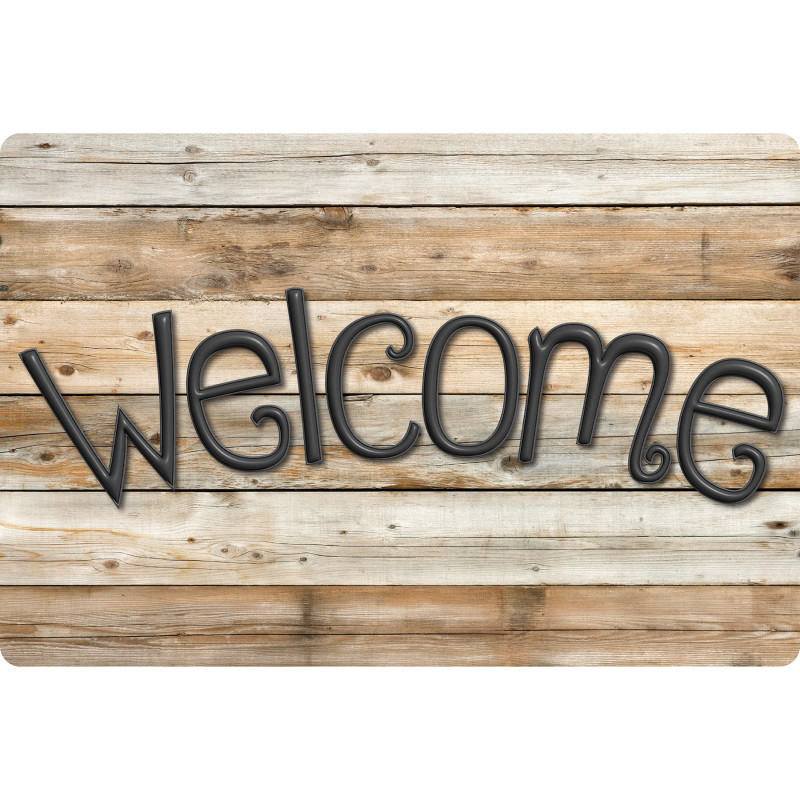 Smart Poly, The Original Fun Mat, Welcome Mat, 1. 5'' x 2. 5'', Natural Wood Plank, Welcome
