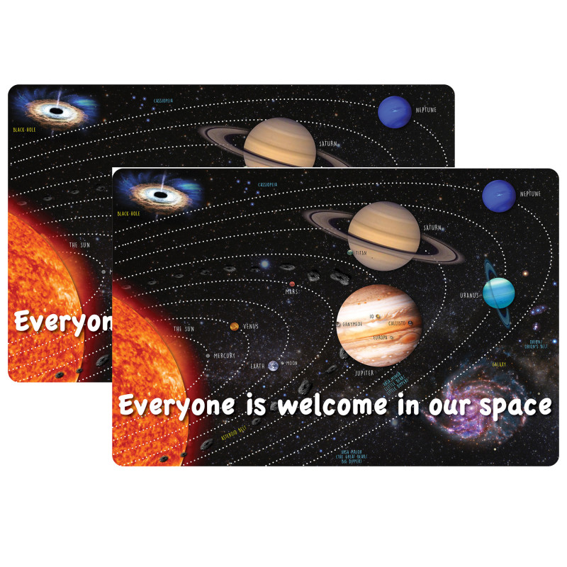 Welcome Mat with Slip Resistant Backing, 1.5'' x 2.5'', Solar System Space, Pack of 2