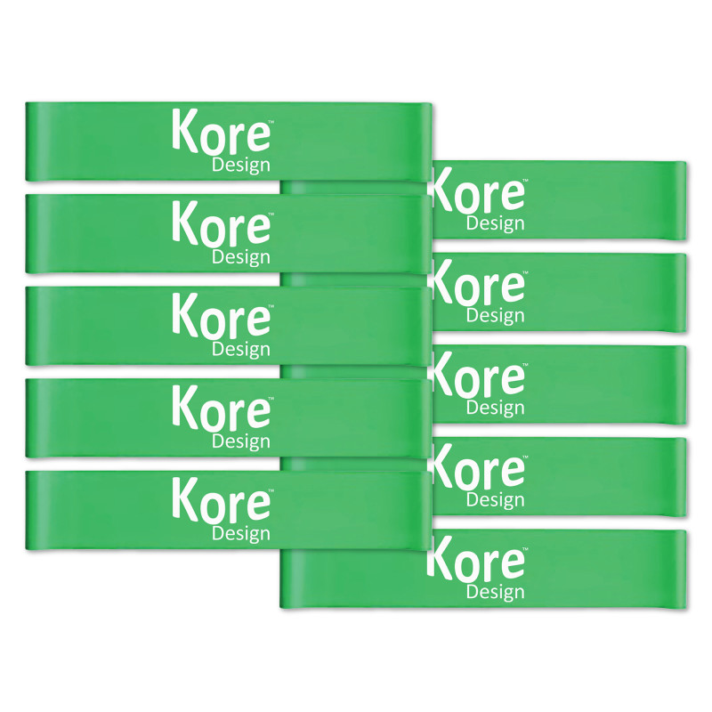 Fidget Kick Bands, Latex, 10'' to 16'', Green, Pack of 10