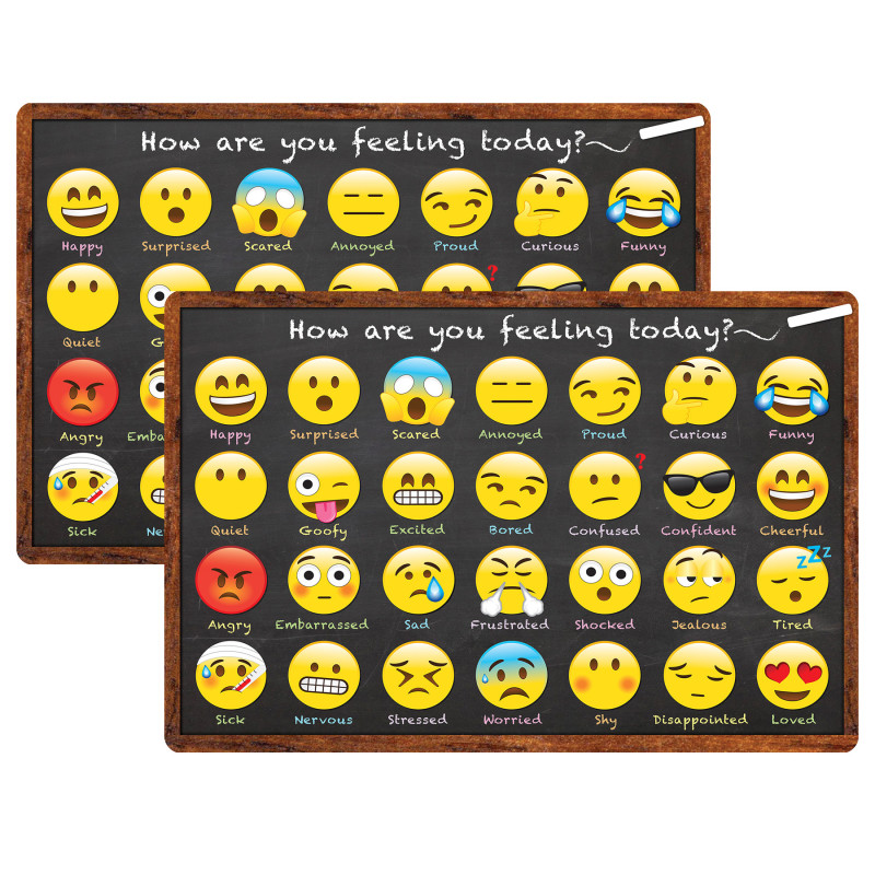 Welcome Mat with Slip Resistant Backing, 1.5'' x 2.5'', Emotion Icon Feelings, Pack of 2