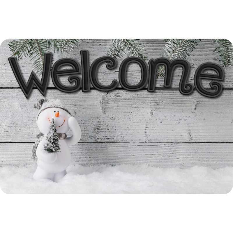 The Original Fun Mat, Welcome Mat, 1. 5'' x 2. 5'', Shiplap Snowman Welcome