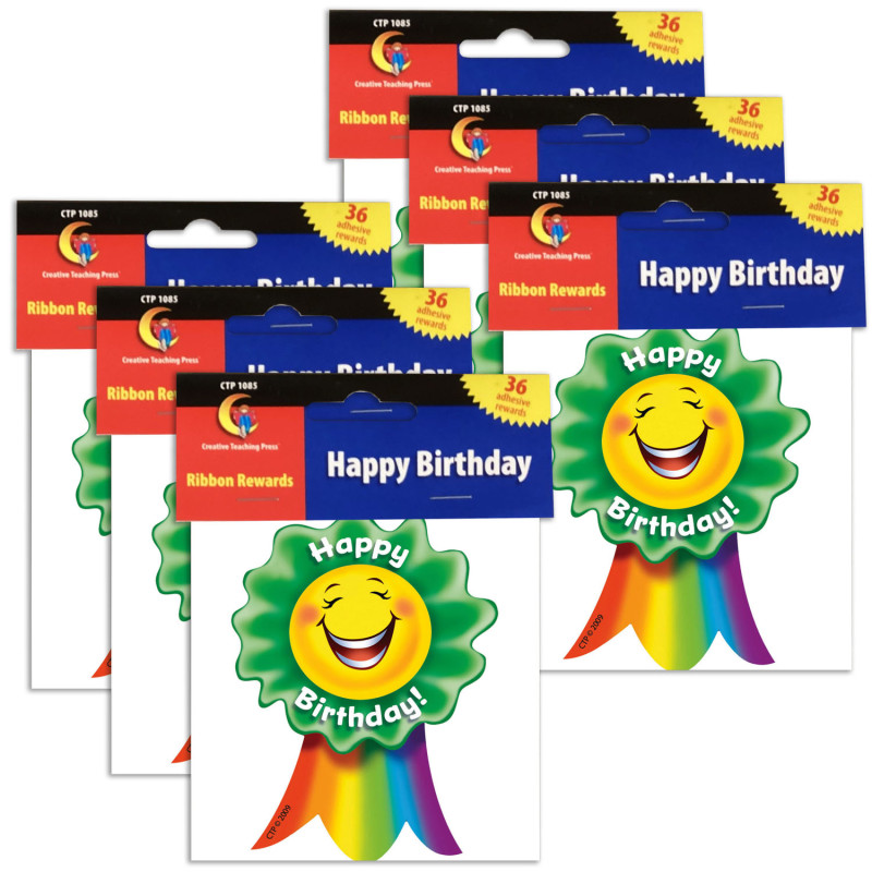 Happy Birthday, Ribbon Award, 36 Per Pack, 6 Packs