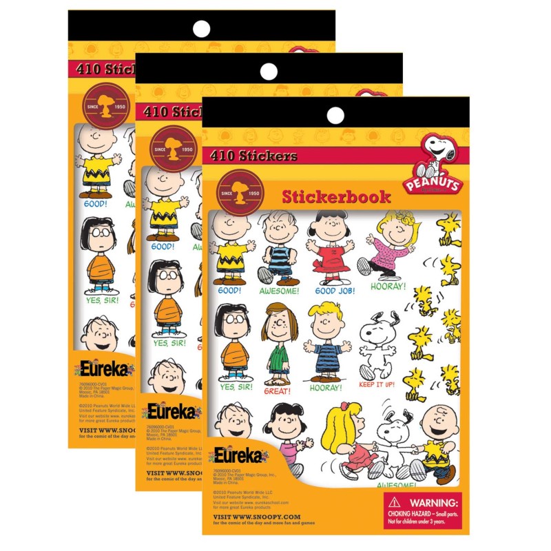 Peanuts Sticker Book, 410 Stickers, Pack of 3