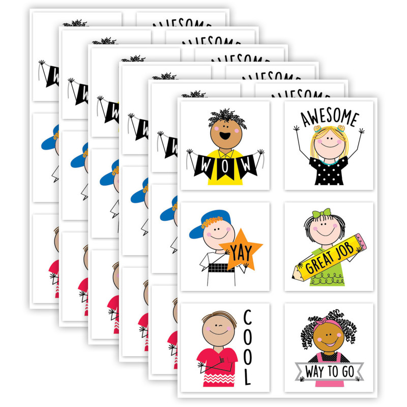 Stick Kids Rewards Stickers, 1-1/2'', 60 Per Pack, 6 Packs
