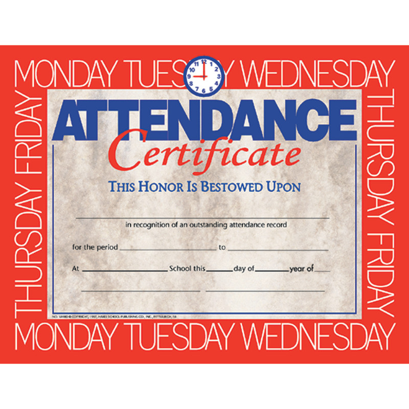 Attendance Certificate, .5'' x 11'', Pack of 30