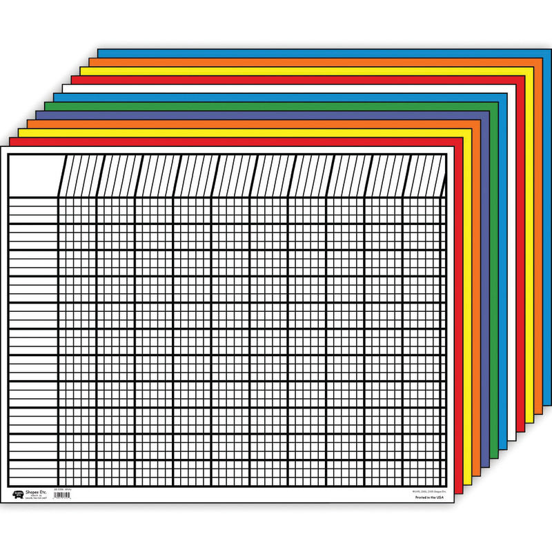 Horizontal Incentive Chart, 22'' x 28'', Assorted Colors, Pack of 12