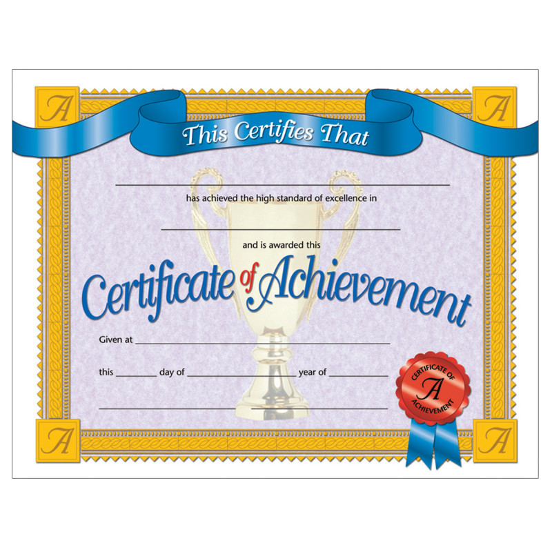Certificate of Achievement, .5'' x 11'', Pack of 30