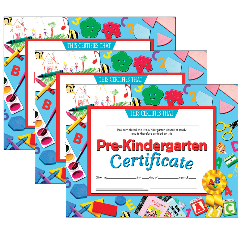 Pre-Kindergarten Certificate, .5'' x 11'', 30 Per Pack, 3 Packs