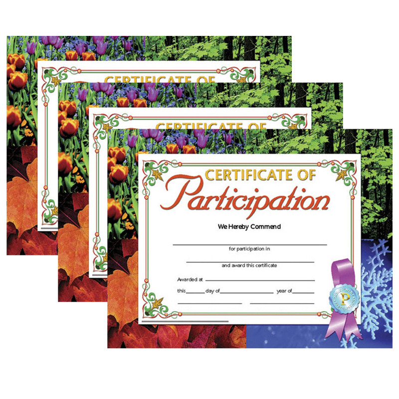 Certificate of Participation, .5'' x 11'', 30 Per Pack, 3 Packs