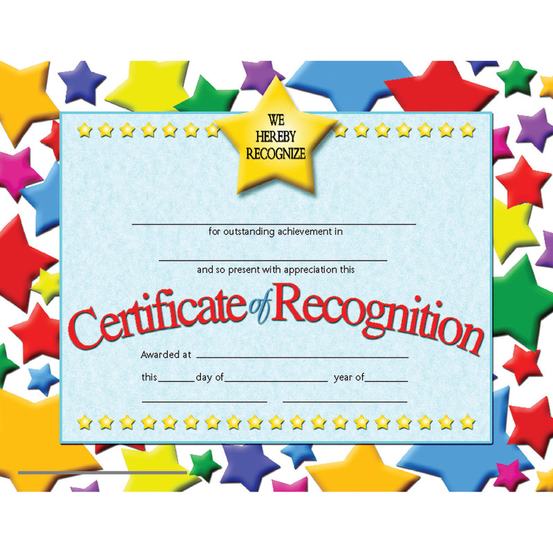 Certificate of Recognition, .5'' x 11'', Pack of 30
