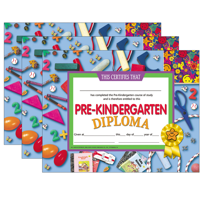 Pre-Kindergarten Diploma, .5'' x 11'', 30 Per Pack, 3 Packs
