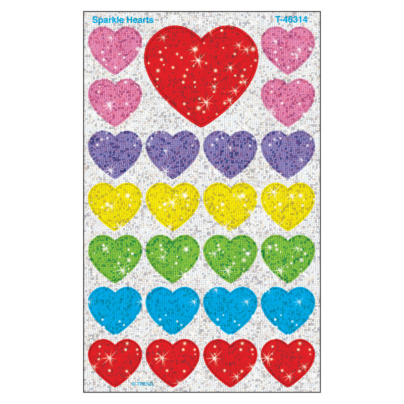 Sparkle Hearts superShapes Stickers-Sparkle, 100 ct
