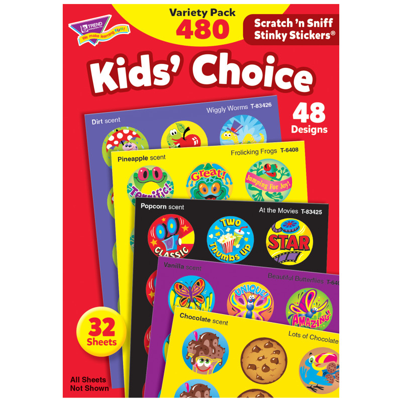 Kids' Choice Stinky Stickers Variety Pack, 480 ct