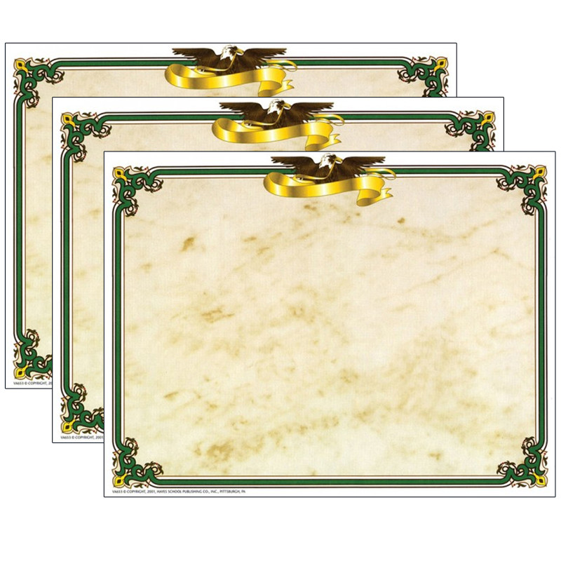 Eagle Border Certificate, .5'' x 11'', 50 Per Pack, 3 Packs