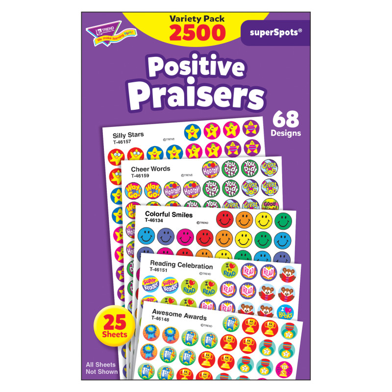 Positive Praisers superSpots Stickers Variety Pack, 2500 ct
