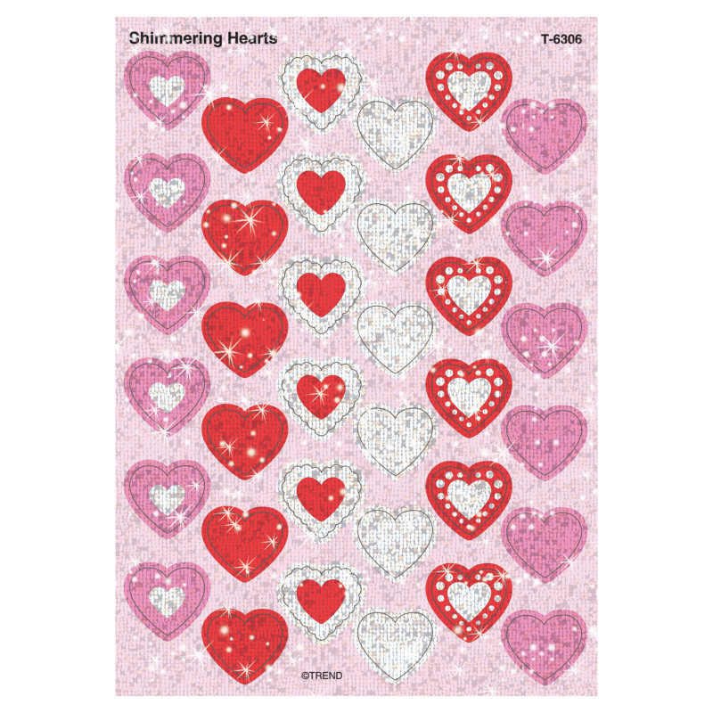 Shimmering Hearts Sparkle Stickers, 72 ct