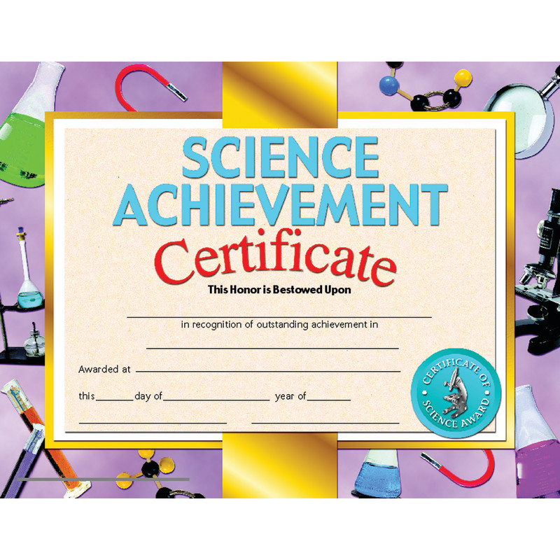 Science Achievement Certificate, .5'' x 11'', Pack of 30