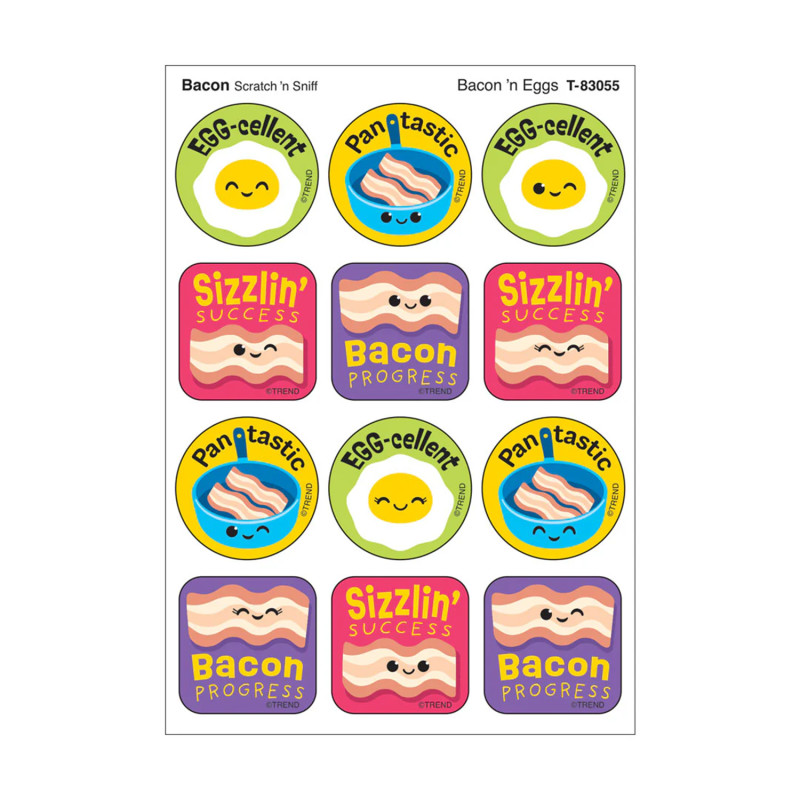 Bacon 'n Eggs, Bacon Scent Scratch 'n Sniff Stinky Stickers, Pack of 48