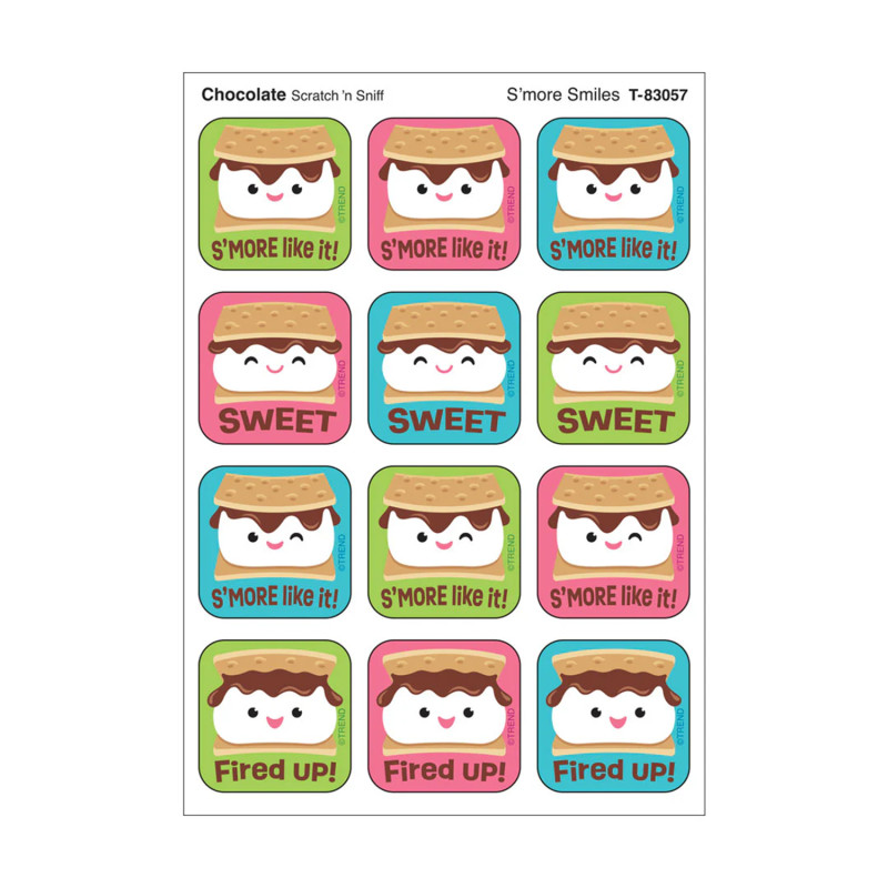 S'more Smiles, Chocolate Scent Scratch 'n Sniff Stinky Stickers, Pack of 48