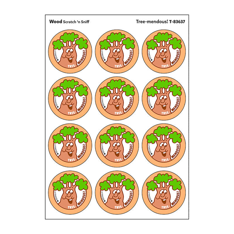 Tree-mendous!/Wood Scent Retro Scratch 'n Sniff Stinky Stickers, 24 c