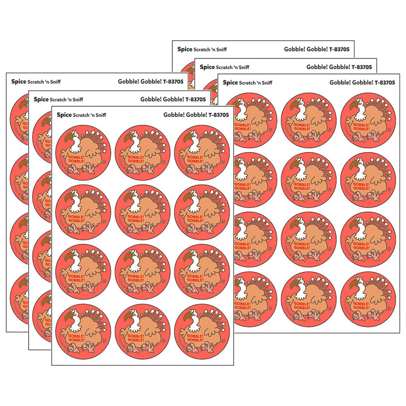 Gobble! Gobble!/Spice Scent Retro Scratch 'n Sniff Stinky Stickers, 24 Per Pack, 6 Packs