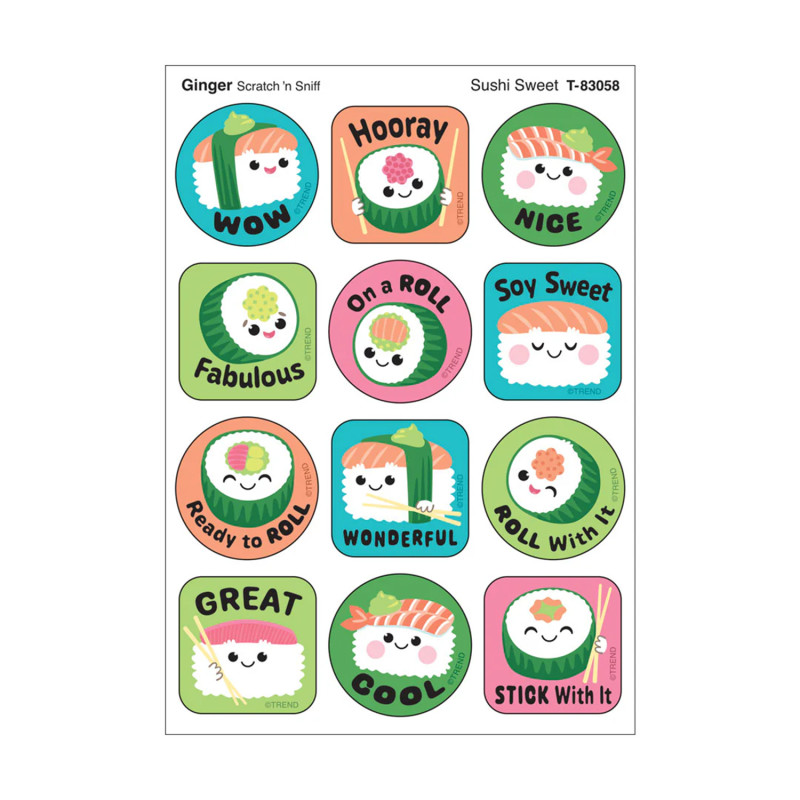 Sushi Sweet, Ginger Scent Scratch 'n Sniff Stinky Stickers, Pack of 48