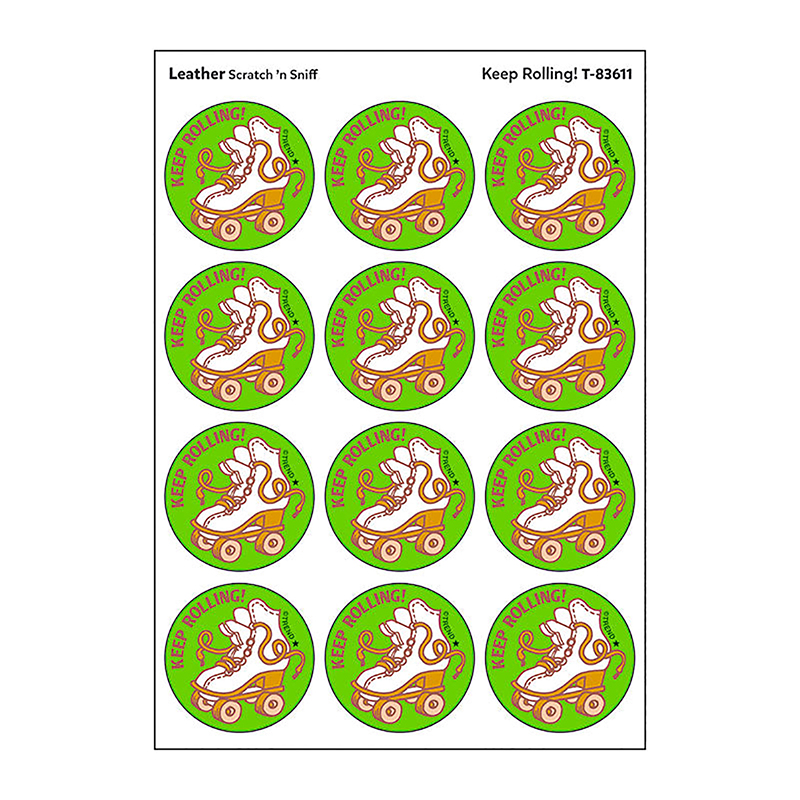 Keep Rolling!/Leather Scented Stickers, Pack of 24