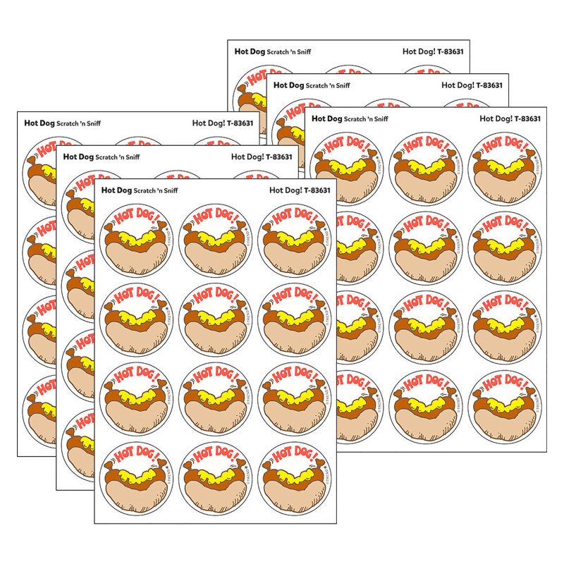 Hot Dog!/Hot Dog Scent Retro Scratch 'n Sniff Stinky Stickers, 24 Per Pack, 6 Packs