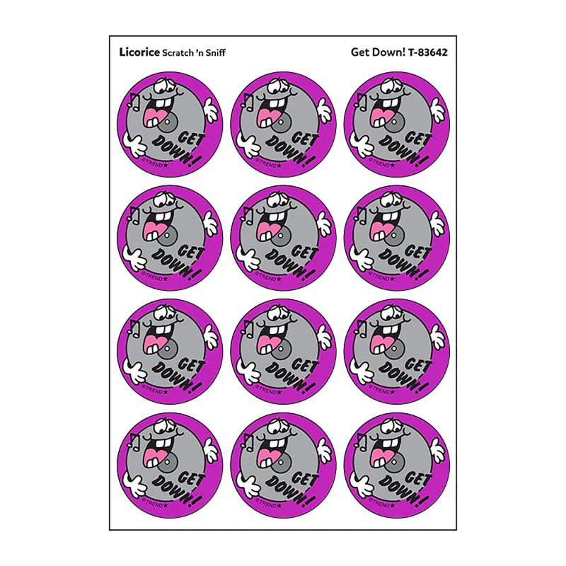 Get Down!/Licorice scent Retro Scratch 'n Sniff Stinky Stickers, 24 c