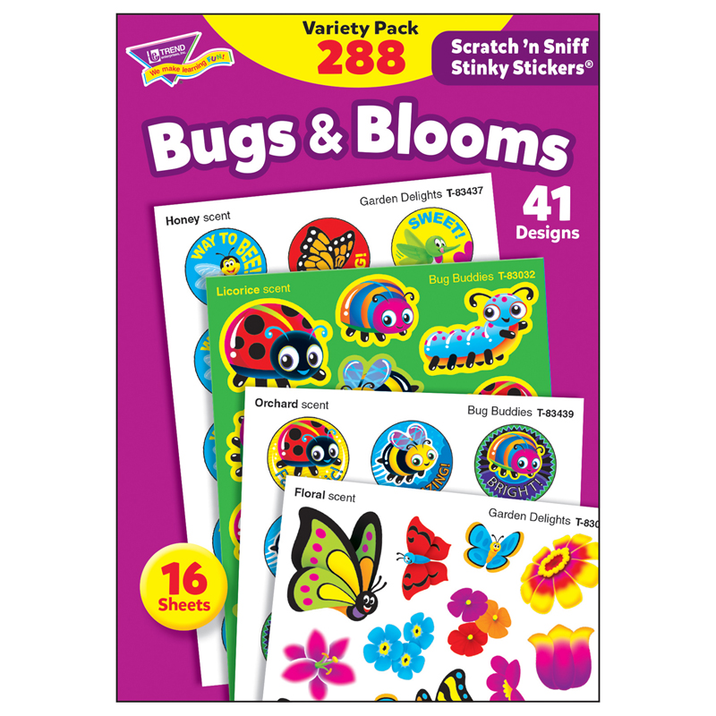 Bugs & Blooms Stinky Stickers Variety Pack, 288 c