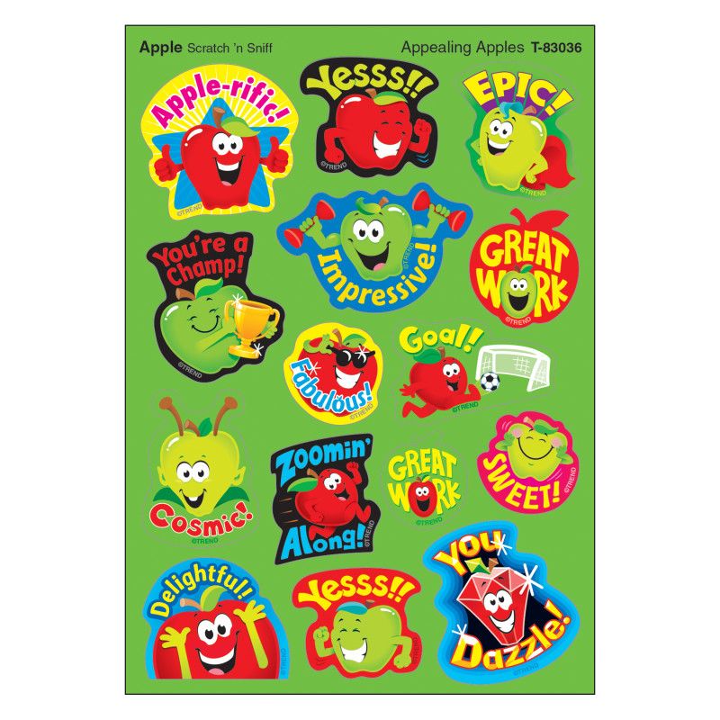 Appealing Apples/Apple Mixed Shapes Stinky Stickers, 60 Count