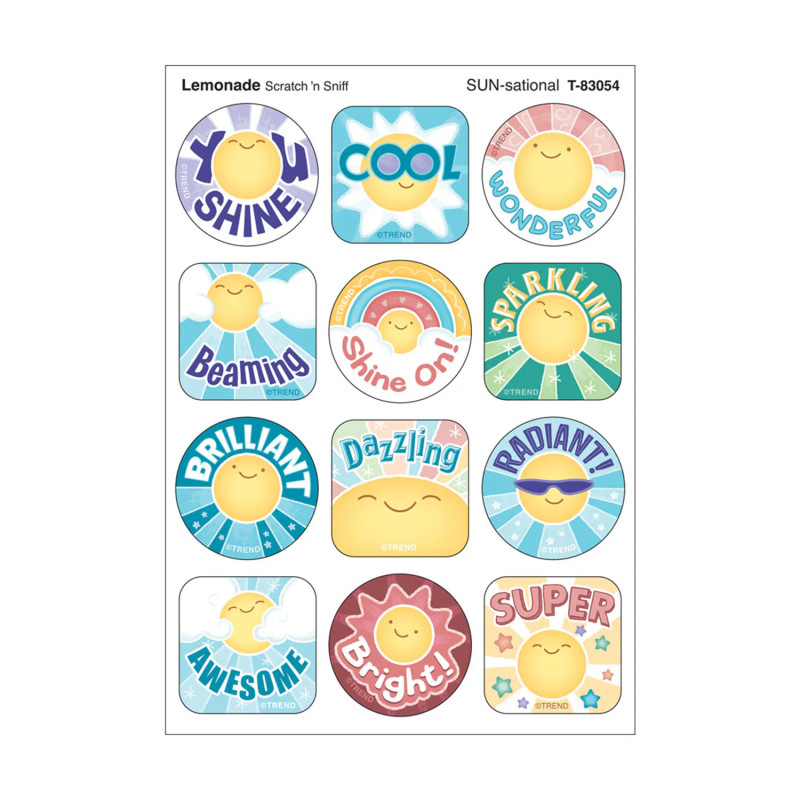 SUN-sational, Lemonade Scent Scratch 'n Sniff Stinky Stickers, Pack of 48