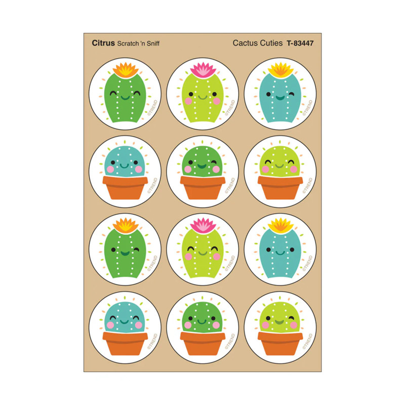 Cactus Cuties, Citrus scent Scratch 'n Sniff Stinky Stickers, Pack of 48