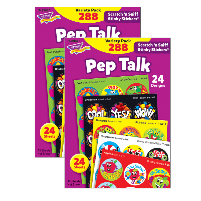 Pep Talk Stinky Stickers Variety Pack, 288 Count Per Pack, 2 Packs